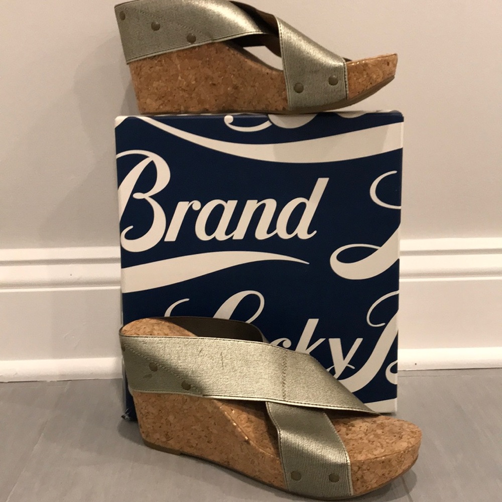 Lucky Brand Miller platform cork wedge sandal 8.5
